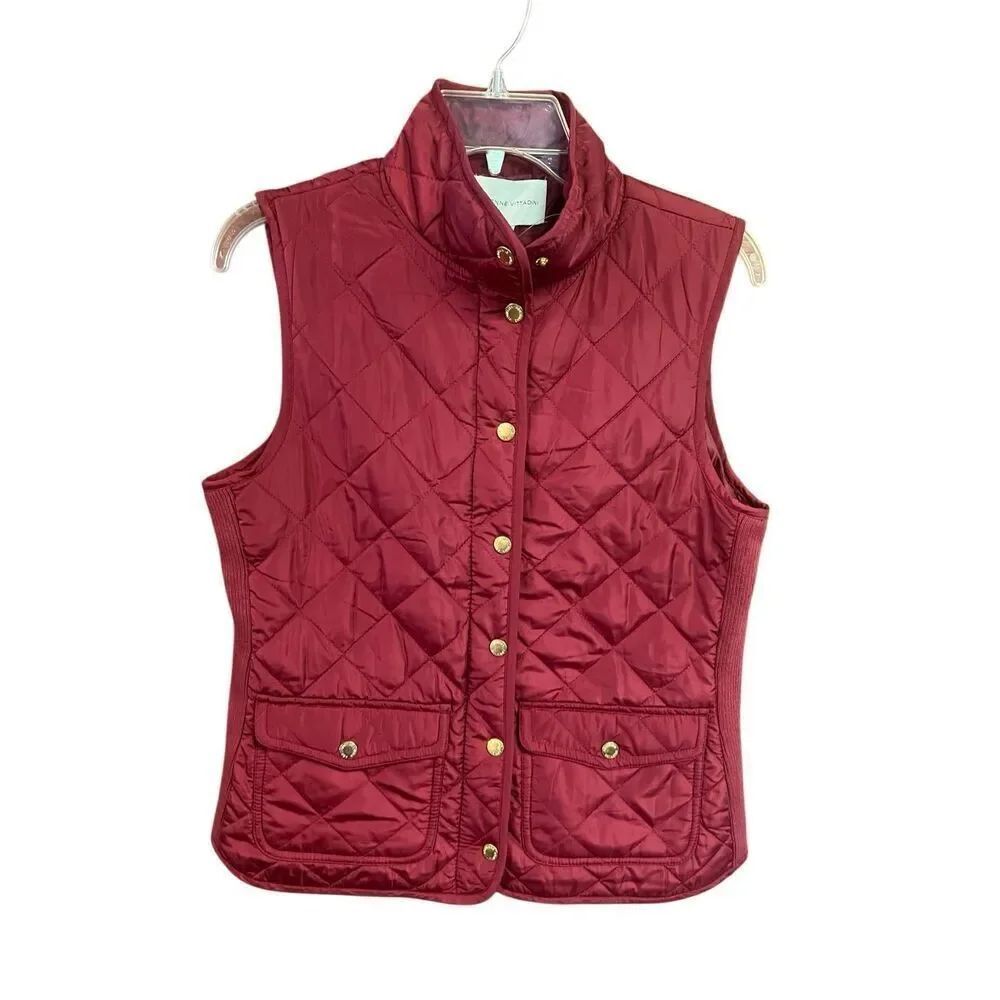 Adrienne Vittadini Womans Quilted Vest Sz S Wine NWT
